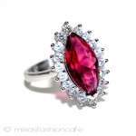 ルビー＆ホワイトトパーズ スターリング刻印リング