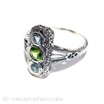 アクアマリン&ペリドット指輪 スターリングシルバー刻印