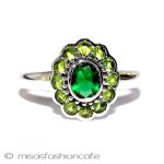 エメラルド&ペリドット指輪 スターリング刻印リング