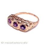 天然石　アメジスト ローズゴールド925リング