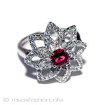 ルビー＆ホワイトトパーズ スターリング刻印リング