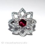 ルビー＆ホワイトトパーズ スターリング刻印リング