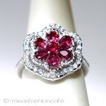 ルビー＆ホワイトトパーズ スターリング刻印リング