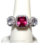 ルビー＆ホワイトトパーズ スターリング刻印リング