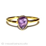 天然石アメジスト　リング 14Kイエローゴールド　925