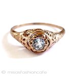 天然石アクアマリン指輪 14Kローズゴールド925