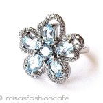 ブルートパーズ花リング スターリング925　指輪