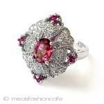 ルビー　フローラル スターリング925リング