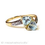 10金10Kイエローゴールド トパーズ＆ダイヤモンド指輪