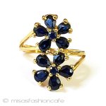 アンティーク指輪14k925 天然石サファイアのお花