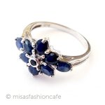 天然石サファイアのお花 アンティークリング指輪