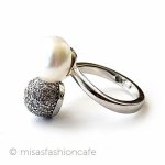 真珠パール＆トパーズ指輪 スターリング刻印リング