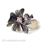 アンティークリング指輪 オパール＆トルマリンの花