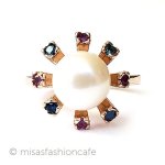 真珠と天然石サファイヤ アンティークリング指輪