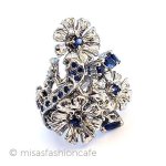 天然石サファイアのお花 アンティークリング指輪