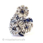 天然石サファイアのお花 アンティークリング指輪