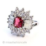 ルビー＆ホワイトトパーズ スターリング指輪リング