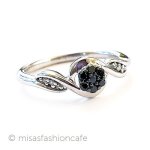 Blackダイヤモンド花 指輪 スターリング925刻印リング