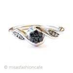 Blackダイヤモンド花 指輪 スターリング925刻印リング