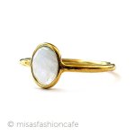 天然石ムーンストーン指輪 14Kイエローゴールド925