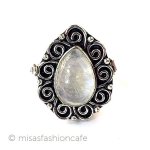 天然石ムーンストーン指輪 ロケット ピルBOXリング