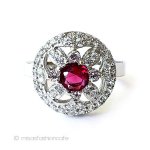 ルビー＆ホワイトトパーズ スターリングシルバー指輪