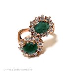 天然石エメラルド花リング 14kRoseゴールド925指輪