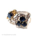 天然サファイア鳥と卵 スターリング銀製指輪