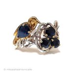 天然サファイア鳥と卵 スターリング銀製指輪