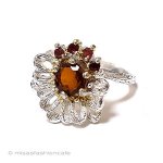 天然石オパール花リング スターリング銀製指輪