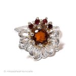 天然石オパール花リング スターリング銀製指輪