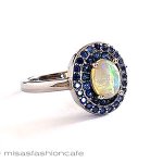 天然石オパール・サファイア スターリングシルバー指輪