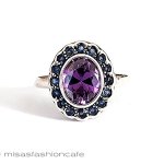 サファイア&アメジスト スターリング銀指輪