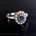 真珠　サファイア　指輪 スターリングシルバー銀