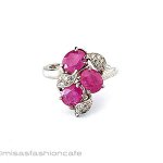 天然石ルビーの花リング スターリングシルバー指輪