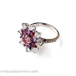 アンティークリング花指輪 天然アメジストガーネット