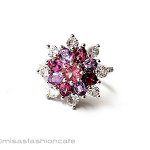 アンティークリング花指輪 天然アメジストガーネット