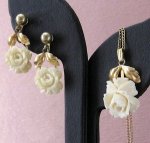 12K本象牙アイボリー ネックレス・イヤリングセット