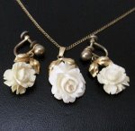 12K本象牙アイボリー ネックレス・イヤリングセット