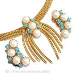パール＆ターコイズ メタルフリンジ　セット