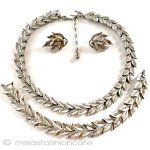 Trifari　 トリファリ 銀の葉　３点セット