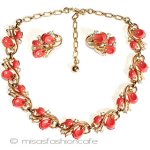 Trifari　 トリファリ コーラルベリーSET