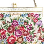 ヴィンテージ　バッグ 総刺繍花 プチポアン