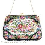 ビンテージ　バッグ 総刺繍お花プチポアン