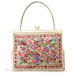 ヴィンテージ　バッグ 総刺繍お花 プチポアン