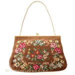 ビンテージ　バッグ ローズ刺繍プチポアン