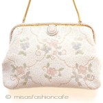 ヴィンテージ　バッグ 仏製ビーズ総刺繍お花