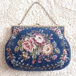 ヴィンテージ　バッグ　 プチポアン花刺繍　特大！