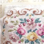 ヴィンテージ花刺繍バッグ大 レモンカラーのセルロイド製