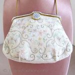 ヴィンテージバッグ仏製 ビーズ総刺繍 お花